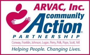ARVAC, Inc. Community Action Partnership Conwaym Franklin, Johnson, Logan, Perry, Polk, Scott, Yell Logo.